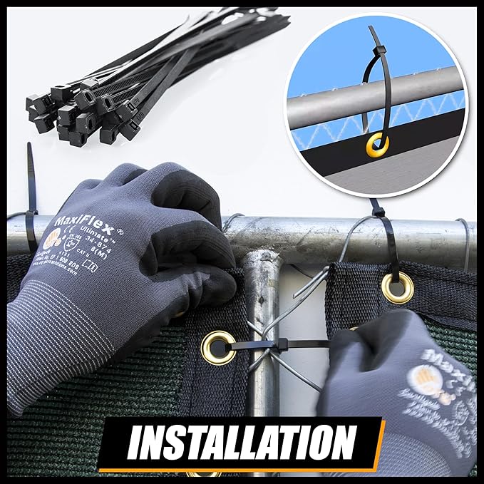 Royal Shade Custom Size 6' x 106' Black Fence Privacy Screen Windscreen Cover Netting Mesh Fabric Cloth - Cable Zip Ties Included (We Make Custom Size)