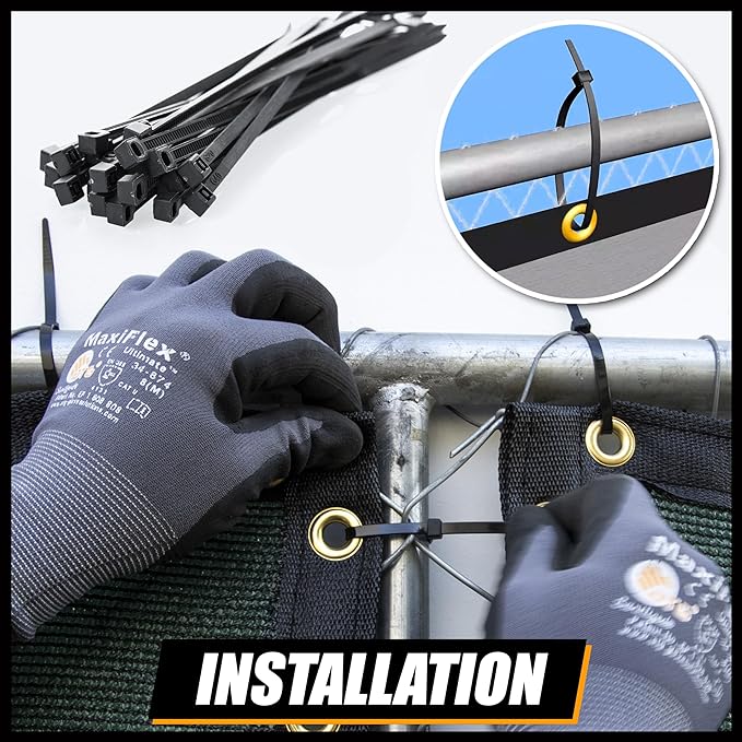 Royal Shade Custom Size 6' x 17' Grey Fence Privacy Screen Windscreen Cover Netting Mesh Fabric Cloth - Cable Zip Ties Included (We Make Custom Size)