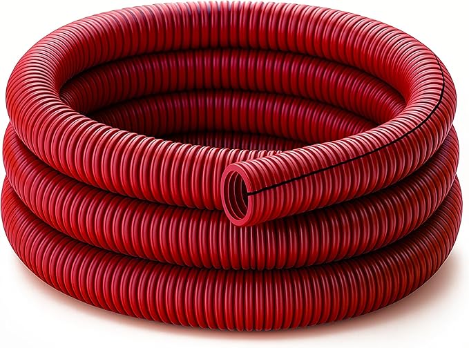 Electriduct Split Wire Loom Tubing Polyethylene Corrugated Flexible Conduit - 1/2" Nominal Size - 100 Feet - Red
