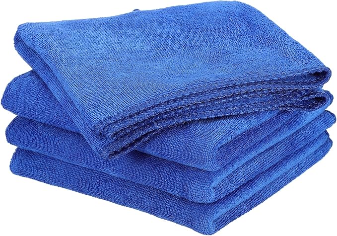 HARFINGTON 4 Pack Microfiber Cleaning Cloth, 24" x 16" Multi-Functional Cleaning Towels Reusable Absorbent Rags for Car Wash Kitchen Household Window Clean, Sapphire Blue