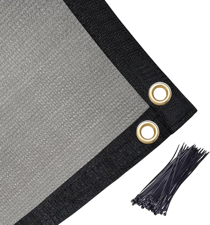 Amagenix 90% Shade Fabric 15'X 20' Gray Sun Shade Cloth with Grommets for Pergola Replacement Shade Cover Canopy, Heavy Duty, Cable Zip Ties Included (We Customized)
