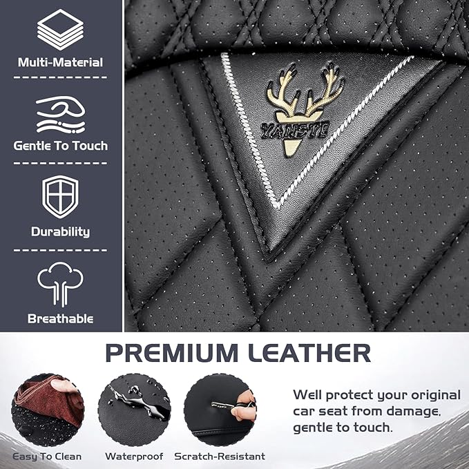 Truck Seat Covers for Ford Bronco 2021-2026, Waterproof Premium Leather Full Coverage Car Seat Cover, Muscle Sport Style Auto Interior Seat Cover Sets (Full Set/Black)