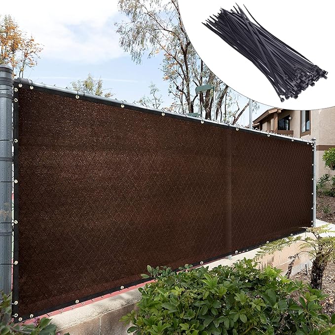 Royal Shade Custom Size 5' x 116' Brown Fence Privacy Screen Windscreen Cover Netting Mesh Fabric Cloth - Cable Zip Ties Included (We Make Custom Size)