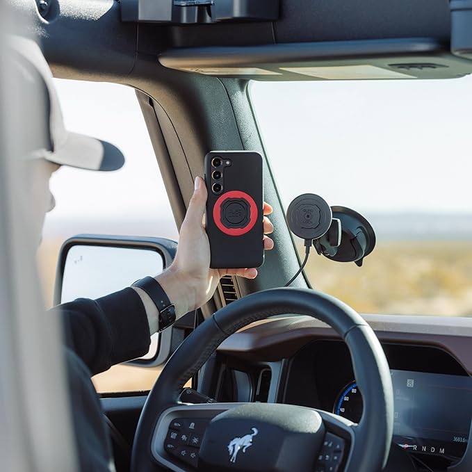 Quad Lock Heavy Duty Suction Car Phone Mount with MAG Phone Case and MAG Wireless Charging Head for iPhone 17 Pro Max
