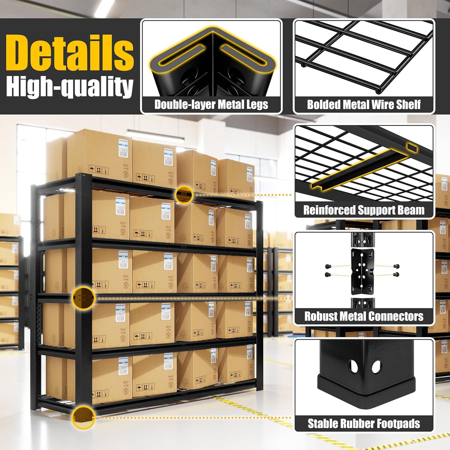 PrimeZone Heavy Duty Garage Shelving 5 Tier Heavy Duty Storage Shelves Adjustable Industrial Metal Wire Shelf Unit for Garage,Basement,Pantry,Warehouse,Commercial,36" W X 16" D X 72" H 3Pack
