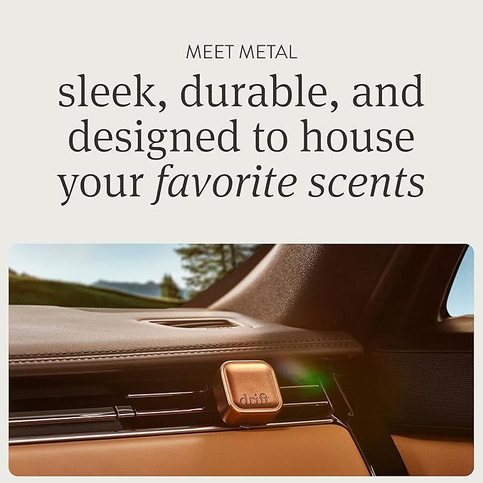 Drift Metal Vent Clip Starter Kit - Car Air Freshener - Scent Diffuser for Car - Metal Odor Eliminator - Grove