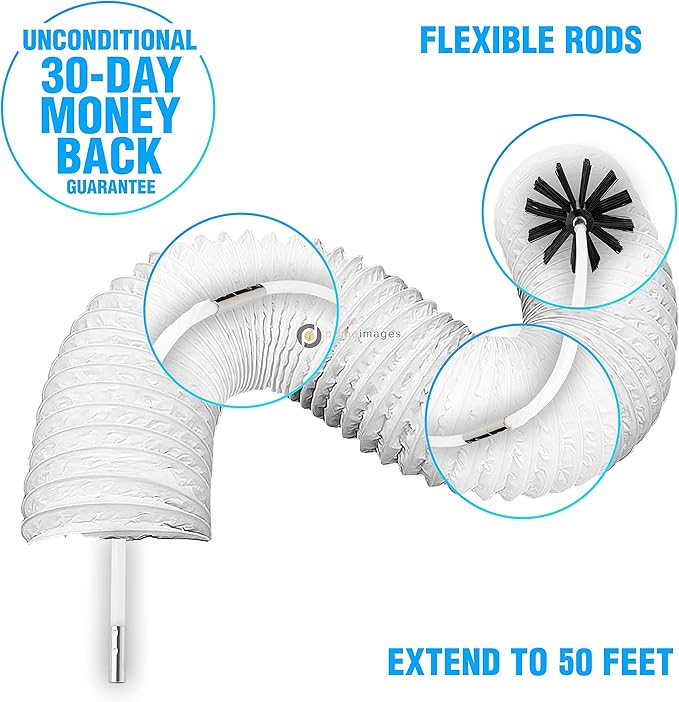 The Professional Dryer Vent Cleaner Kit -(50-Feet) Innovative Lint Remover Reusable Strong Nylon| Flexible Lint Brush with Drill Attachment for Faster Cleaning