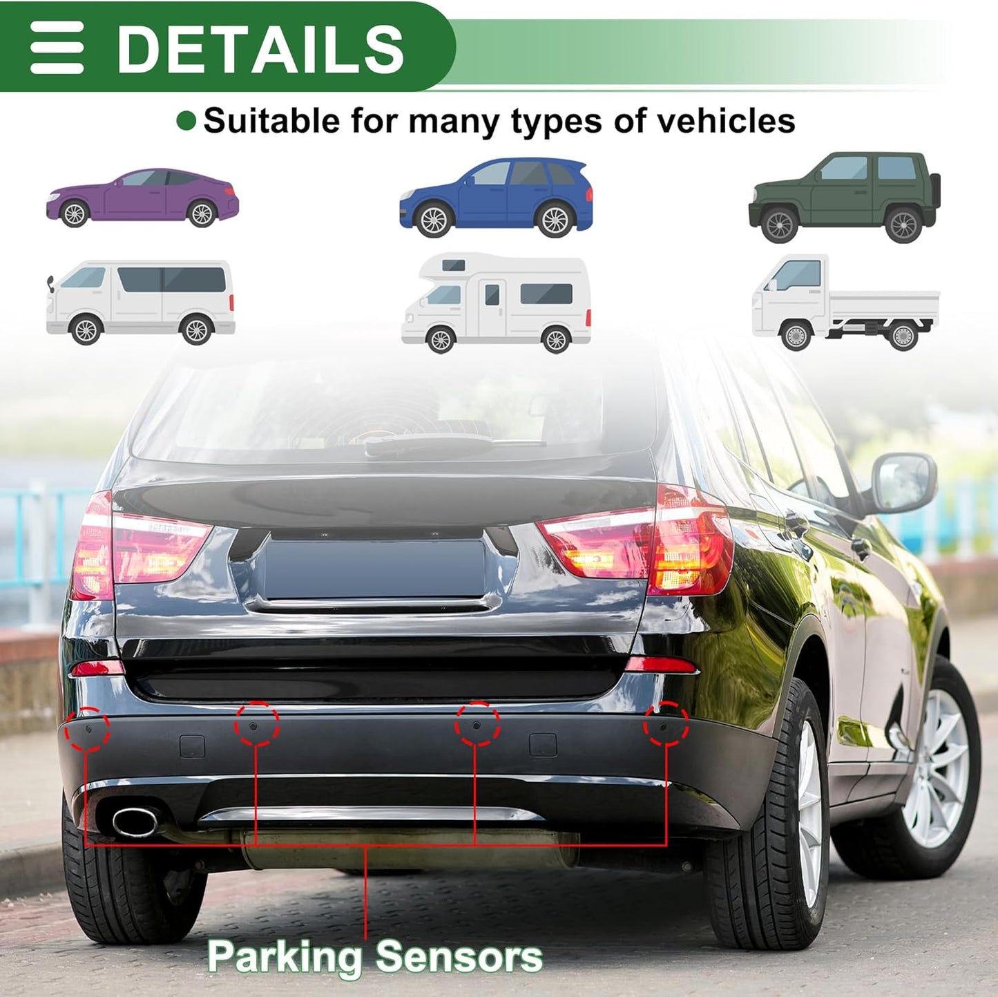 Motoforti Universal Car Auto Vehicle Reverse Backup Radar System Reverse Parking Sensors Alarm Buzzer Reminder Distance Detection Red 2 Pcs Parking Sensors