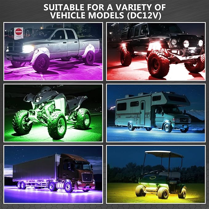 20 Pods Segmented Alloy RGB LED Rock Lights for Semi Trucks Trailer Pickup Offroad Boat RV, Waterproof Shockproof Metal Underglow Kit with APP/RF Control Sync Music Multicolor Underbody Fender Light