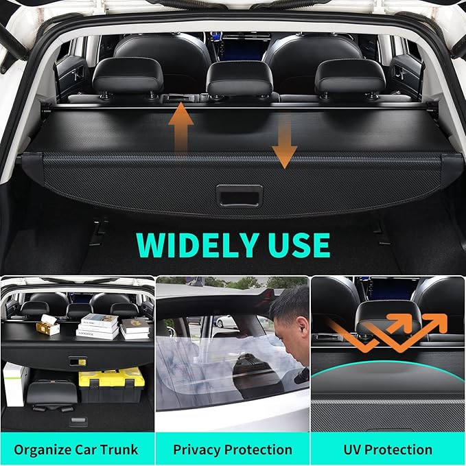 Tecoom Cargo Cover fit for Kia Sorento 2025 2024 2023 2022 2021 Accessories, Retractable Rear Trunk Cover Luggage Security Shade, Anti-Peeping Privacy Screen Protector, Carbon Fiber Texture