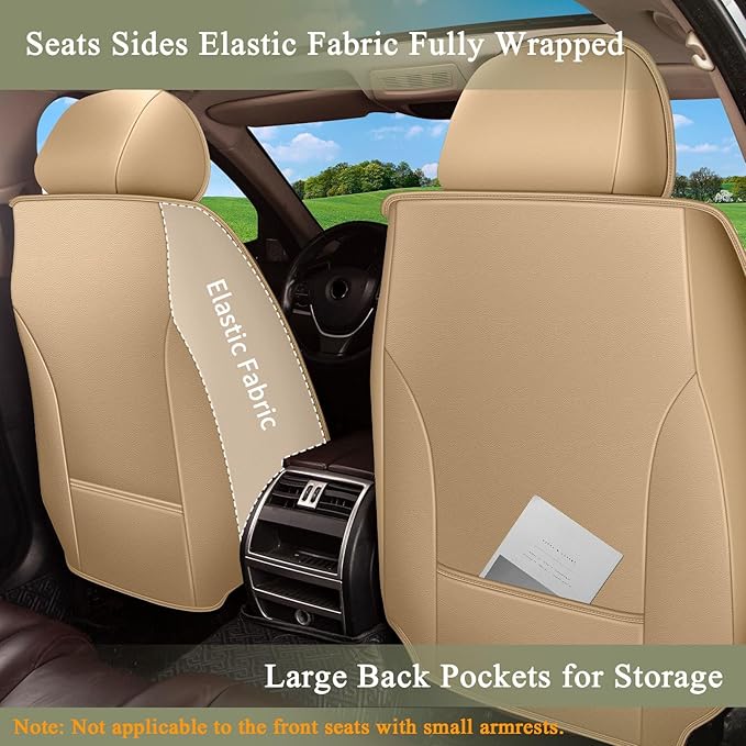 Breathable Car Seat Covers for Toyota Corolla 2019 2018 2017 2016 2015 2014 2013 2012 2011 2010 2009 2008 2007 2006 2005 2004 2003 2002 2001 2000, Perforated Leather Full Set (Beige&Brown)