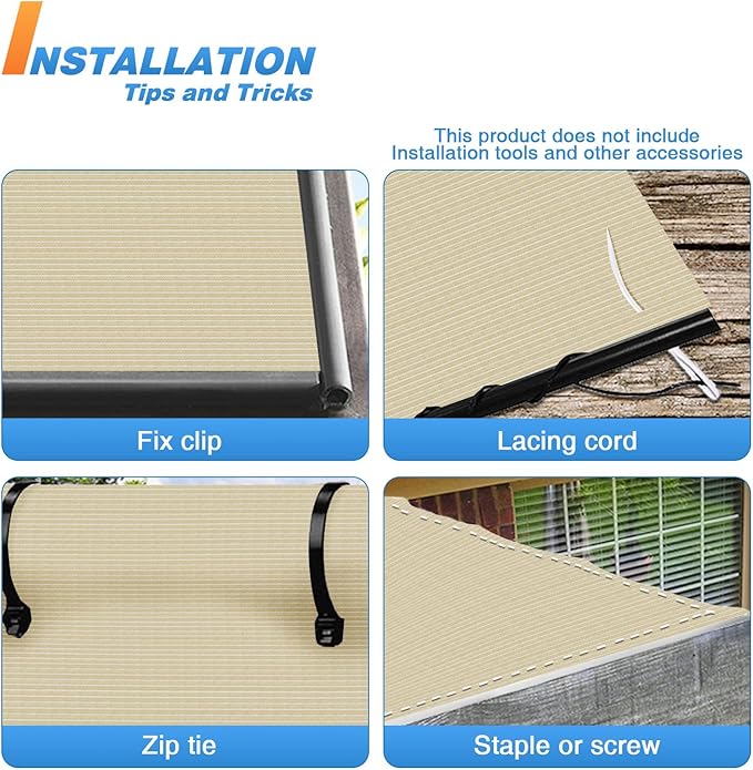 TANG Sun Shade Fabric Roll 8'x108' Shade Cloth for Garden Beige HDPE Mesh Shading Pergola Cover Replacement Canopy, 95% Blockage Sunshades for Outdoor Patio Backyard Plant