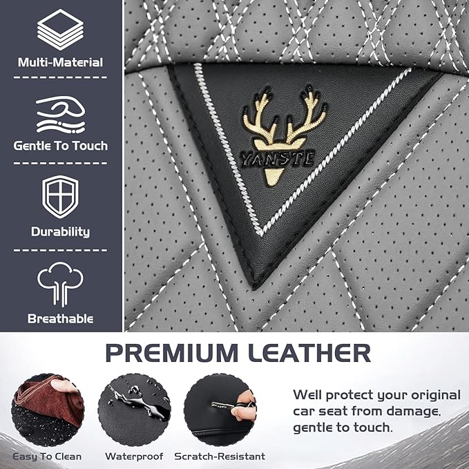 Truck Seat Covers for Nissan Frontier 2009-2026, Waterproof Premium Leather Full Coverage Car Seat Cover, Muscle Sport Style Auto Interior Seat Cover Sets (Full Set/Black Gray)
