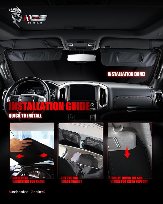 MZS Windshield Sun Shade Compatible with Crosstrek 2024-2026 / Impreza 2024-2026, Foldable Car Sun Shade Shield with Storage Pouch, Front Window Visor Sunshade Accessories for Interior Protector