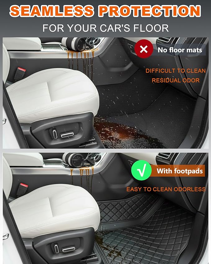 All-Weather car Floor MATS-Suitable for 99% of car Models,Leather car mat, offering Personalized Embroidery and Multiple Color Options,Provide Protection for car Rug (Beige=)