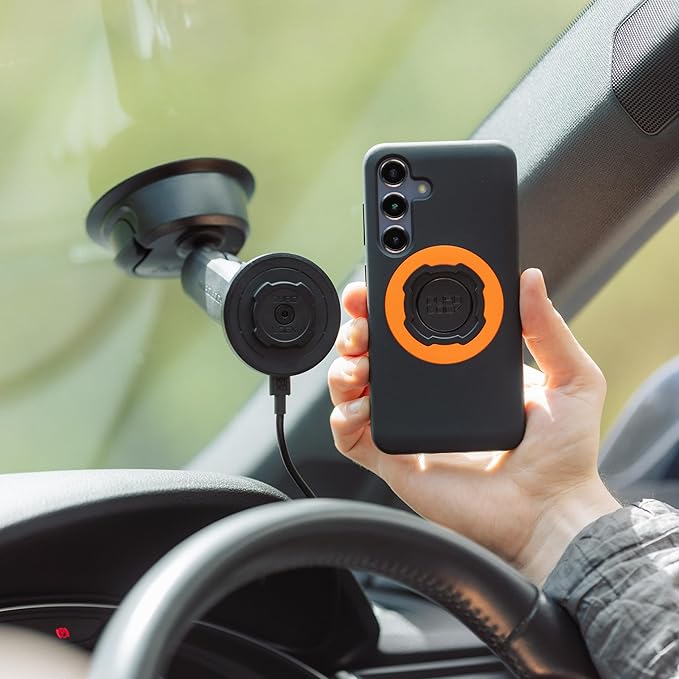 Quad Lock Heavy Duty Suction Car Phone Mount with MAG Phone Case and MAG Wireless Charging Head for iPhone 11