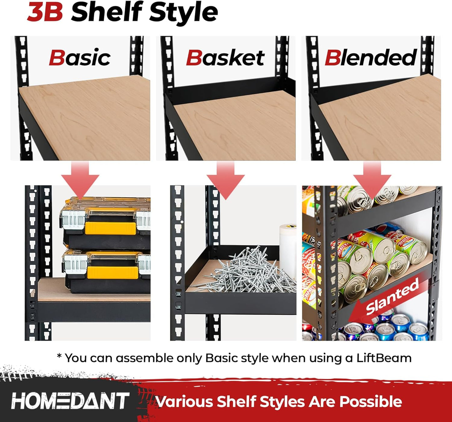 HOMEDANT 5 Tier Laminated Boltless Heavy Duty Garage Storage Adjustable Wide Size Metal Shelving Unit Utility Rack Shelves Organization Multipurpose Shelf Shed Warehouse 47.7"W x 18.2"D x 71.3"H 2Pack