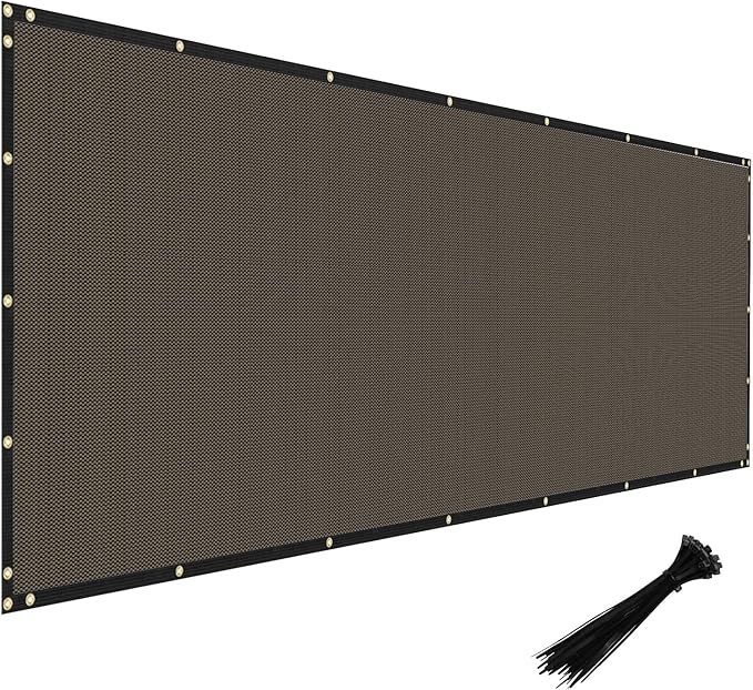 Windscreen4less Privacy Fence Screen Heavy Duty Windscreen Fencing Mesh Fabric Shade Net Cover with Brass Grommtes for Outdoor Wall Garden Yard Pool Deck, 8'x271' Brown
