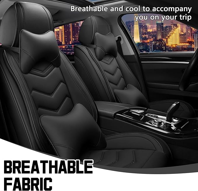 CTDS Car Seat Covers for Chevy Malibu 2000-2026, Stylish Sport Seat Cover, Premium Nappa Leather Car Seat Cover. Automobile Seat Covers Sets.(Luxury 2 Seats/Pure Black)