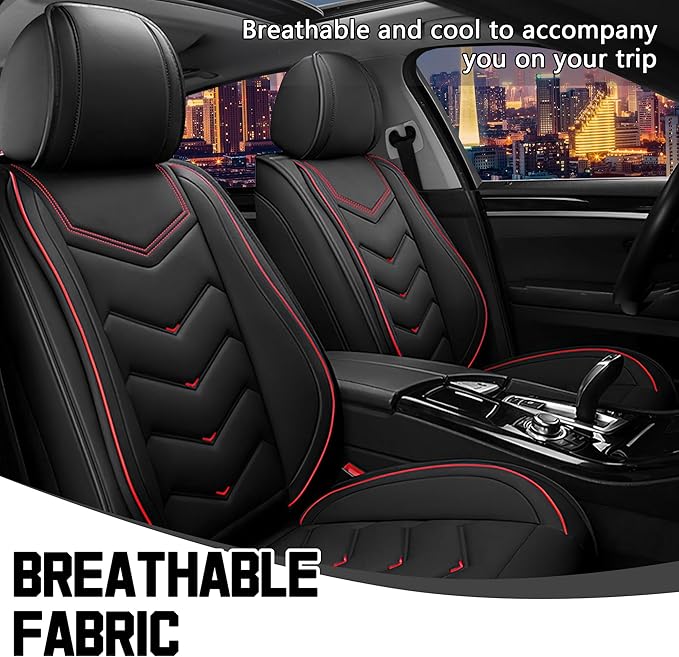 CTDS Car Seat Covers for Hyundai Kona 2018-2026, Stylish Sport Seat Cover, Premium Nappa Leather Car Seat Cover. Automobile Seat Covers Sets.(Standard 2 Seats/Black)