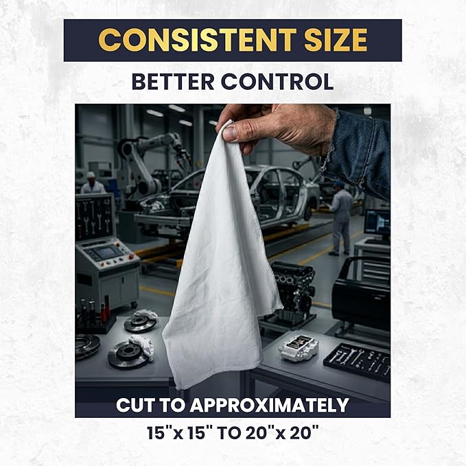 Premium New White Cotton Knit T-Shirt Rags (25 lbs. Box of Rags) - Lint-Free, Soft & Absorbent Cleaning Cloths for Auto, Paint, Garage, Staining & Polishing