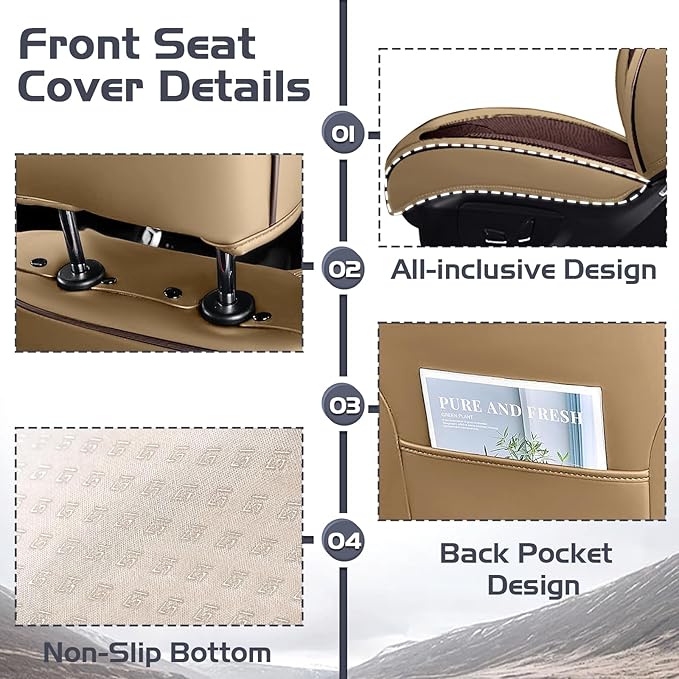 Truck Seat Covers for Ford Bronco 2021-2026, Waterproof Premium Leather Full Coverage Car Seat Cover, Muscle Sport Style Auto Interior Seat Cover Sets (Full Set/Brown Coffee)