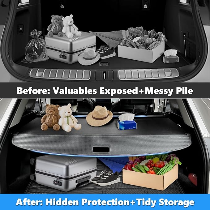 MIALUTY® Cargo Cover for 2022-2025 2026 KIA Sportage Retractable Trunk Cover Sportage Accessories Anti-Peeping Anti-Theft Privacy Screen,Trunk Luggage Shield Shade Carbon Fiber Texture