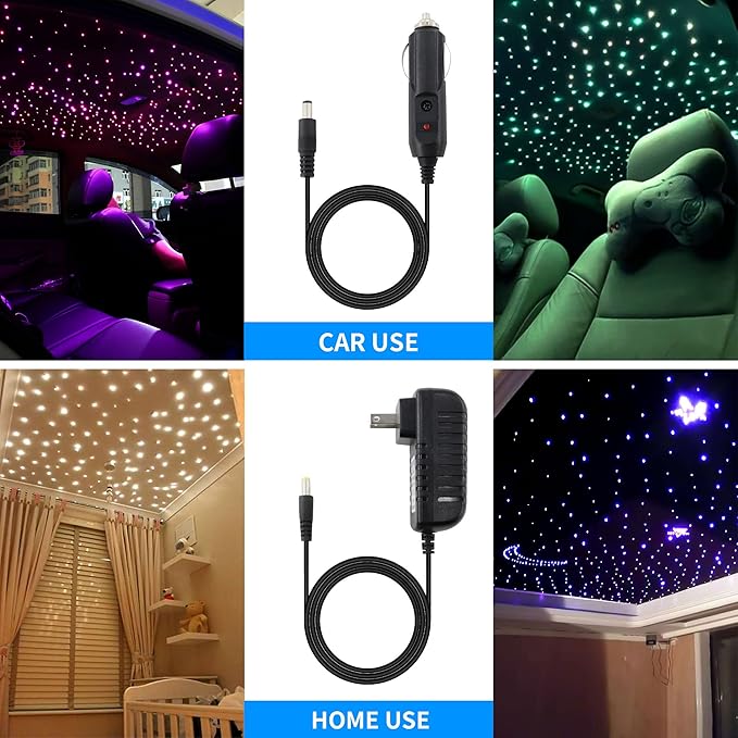 ATOKEE Starlight Headliner Kit 400pcs 0.03in 9.8ft, 16W Sound Activated Fiber Optic Star Lights Kit for Car Roof, Controlled by App/Remote