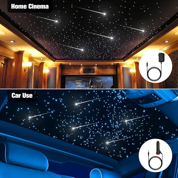 CHINLY 550pcs Starlight Headliner Kit - App Controlled Star Lights with Twinkle, RGBW Effects - 9.8ft Fiber Optic Car Ceiling Lights