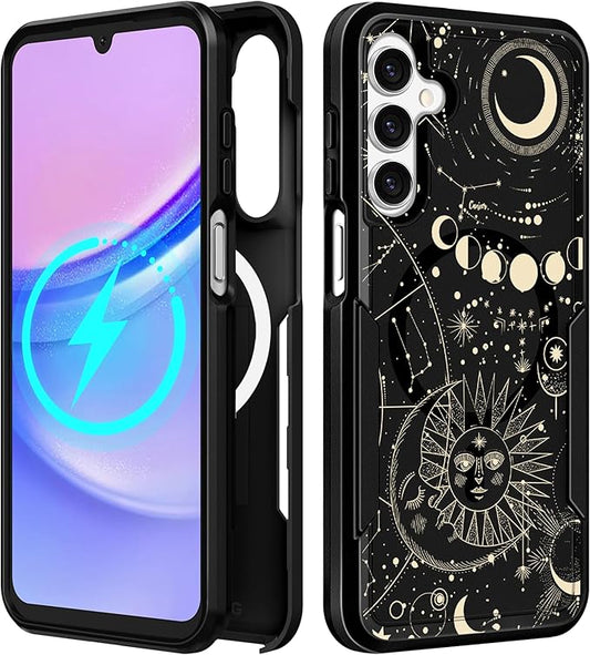 for Samsung Galaxy A16 5G Phone Case - Compatible with MagSafe Women Girls Cute Magnetic Protective Cover Girly Kawaii Aesthetic Sun Moon Heavy Duty Shockproof Design for Samsung A16 5G Case