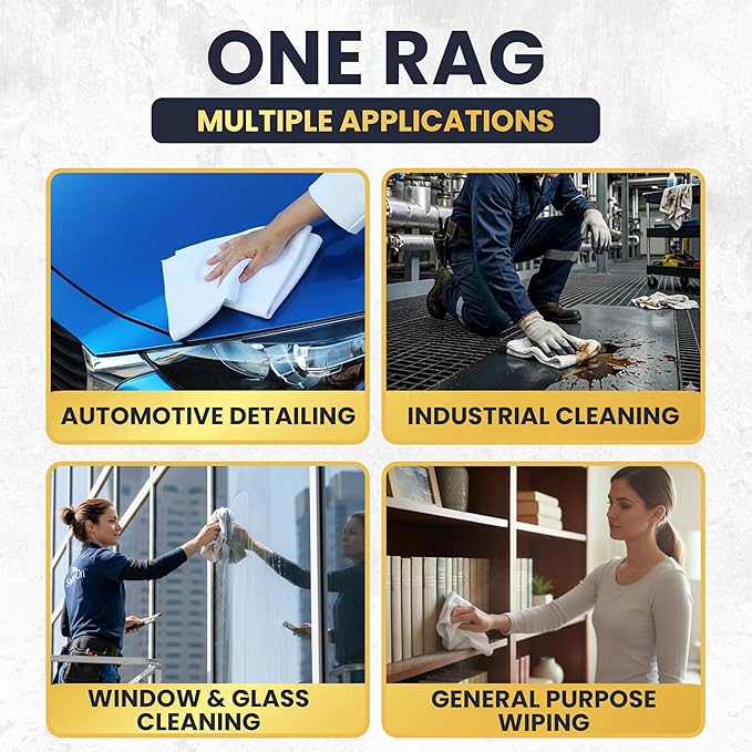 Premium New White Cotton Knit T-Shirt Rags (4 lbs. Bag - Pack of 6) - Lint-Free, Soft & Absorbent Cleaning Cloths for Auto, Paint, Garage, Staining & Polishing