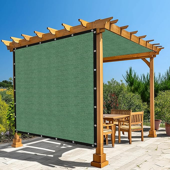 Amagenix 90% Pergola Shade Cover 7' X 18' Sun Shade Cloth with Grommets for Outdoor Garden Patio Porch, Commercial Grade 200 GSM - Cable Zip Ties Included (We Customized) GN108, Green