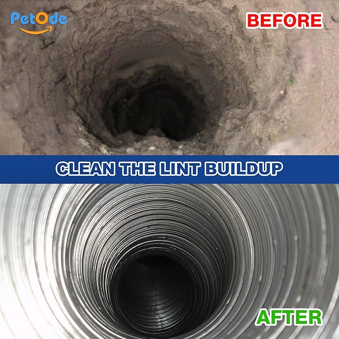 PetOde 35 Feet Dryer Vent Cleaner Kit, Lint Remover, Upgraded Flexible Quick-Snap Brush with Drill Attachment, Extends Up to 35 FEET for Easy Cleaning, Cleaning Tools Use with/Without a Power Drill