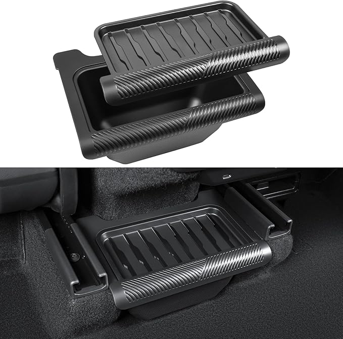 2026 New Model Y Juniper Backseat Trash Can Organizer TPE Storage Box with Anti-Slip Lid Cover Underseat Storage Tray for 2025-2026 Tesla Model Y Juniper Accessories