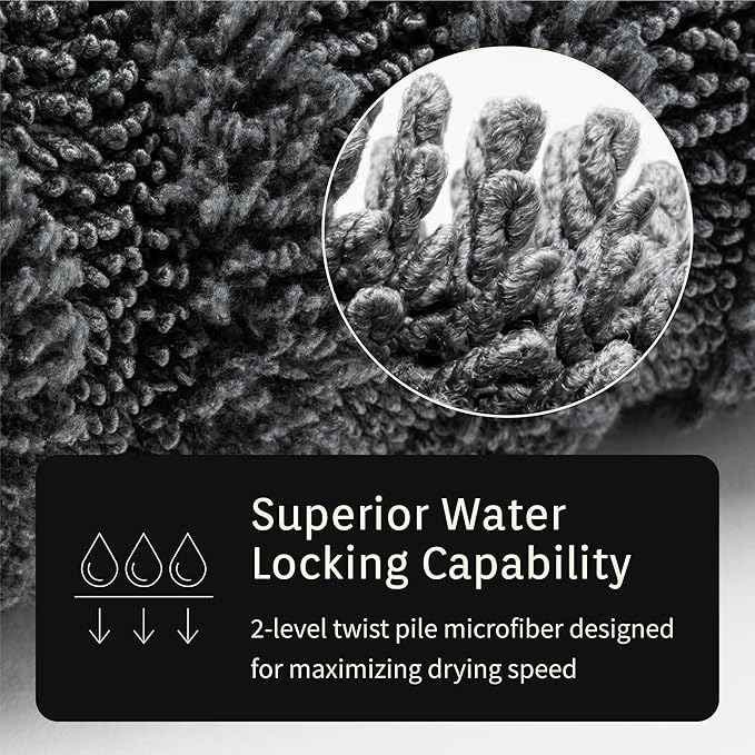 High Absorbency Weavy Microfiber Car Drying Detailing Soft Towel 1200gsm (2pack, 13.7"x13.7")
