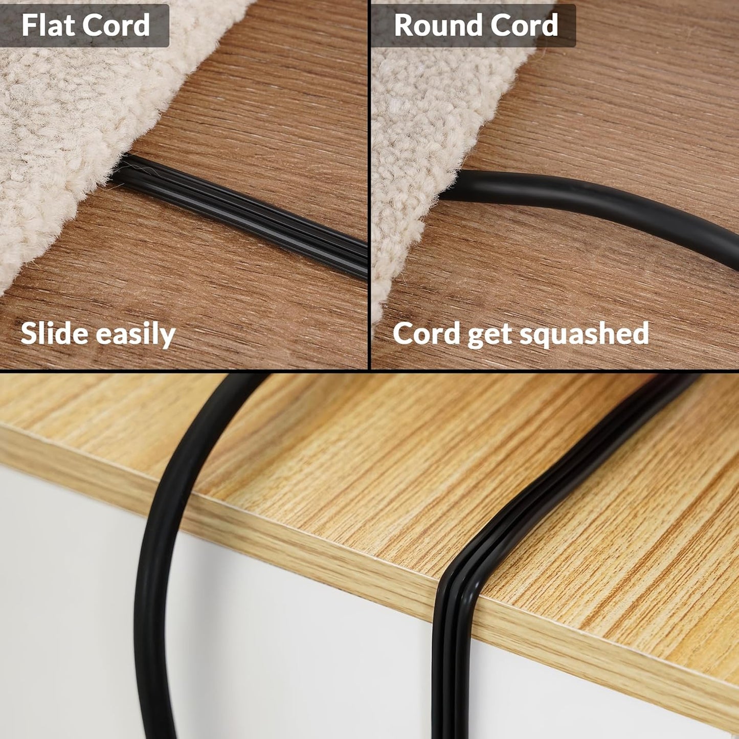 Elecan Flat Plug Extension Cord 8 Ft 2 Pack with Slim Space-Saving Plug Design, Thin Flat Cable Low Profile Power Cord 3 Prong Grounded Wire, 16 Gauge 13 A/125 V-Black-ETL Certified