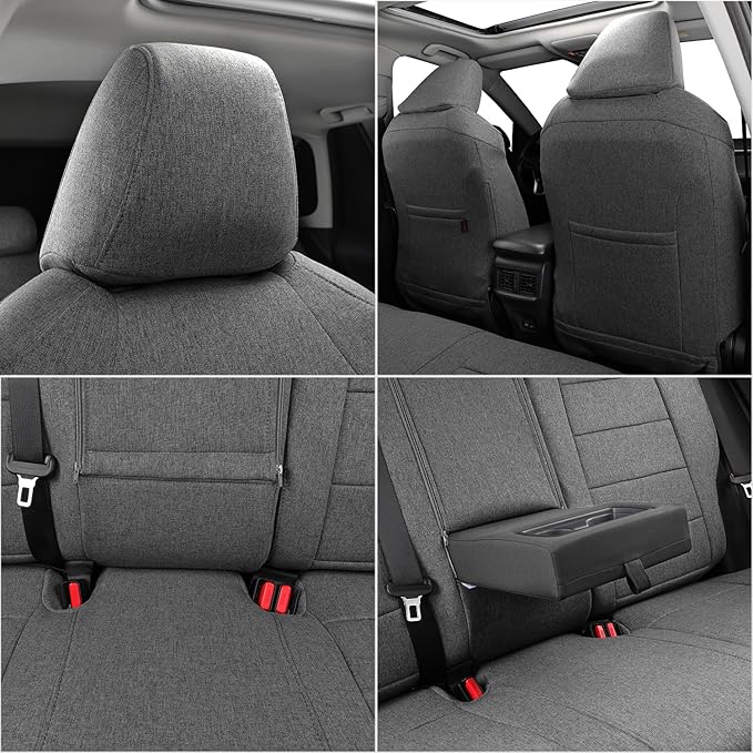 coverdream 2026 Rav4 Seat Covers Custom Fit for 2026 Toyota Rav4 Hybrid (LE,XLE Premium) SUV,Full Set Polyester Car Seat Protector Grey