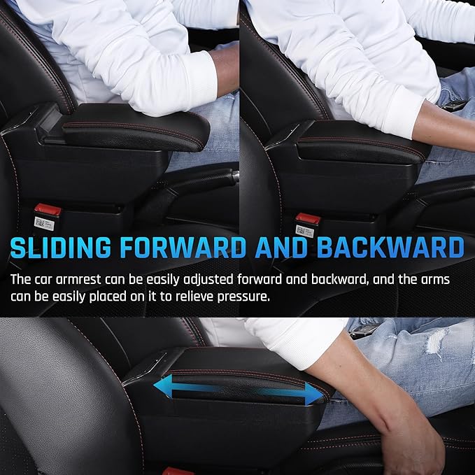 YJYWZH Armrest Box for Nissan Almera Versa 2007-2011 Car Center Storage Box Hand Centre Consoles Cup Holder Arm Rest Double-Layer Black Accessories