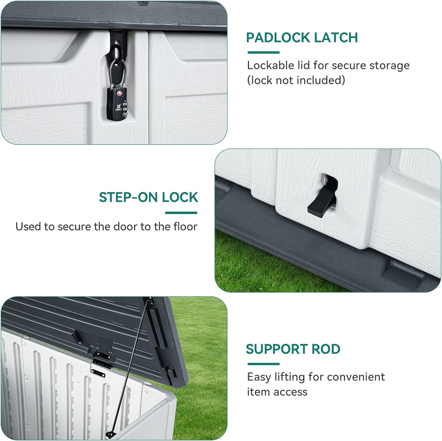 YITAHOME Outdoor Resin Storage Sheds, 39 in Height Lockable Waterproof Horizontal Shed w/o Shelf, Easy to Assemble Shed Storage for Garden Tools, Light Gray