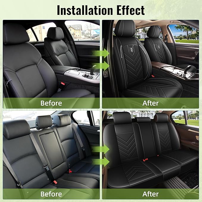 AOMSAZTO Car Seat Cover for Chevrolet Chevy Trax 2024 2025 2026 Full Set, Leather Car Seat Protector Waterproof, Non Slip Car Seat Cushion, Interior Seat Covers Automotive Accessories - Black