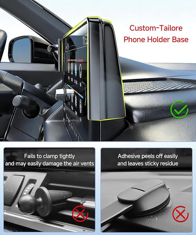Qi2.2 Max 25W Fast Wireless Car Charger Phone Holder for 2023 2024 2025 2026 Kia NIRO/EV/Hybrid 8/10.25-Inch Screen, Magnetic Phone Mount Compatible with MagSafe