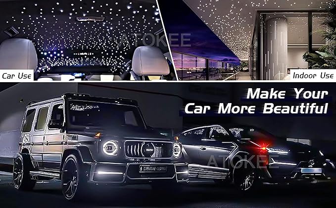 ATOKEE Twinkle Starlight Headliner Kit Mixed 450pcs 9.8ft, 16W Small Size Fiber Optic Lights Car Star Roof Lights with APP/RF Remote Music Mode