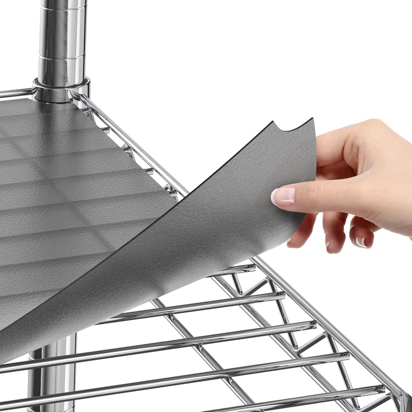 Shelf Liners for Wire Shelf System: Set of 4 in Graphite: 14 x 36 inch: Plastic Wire Shelving Shelf Mats