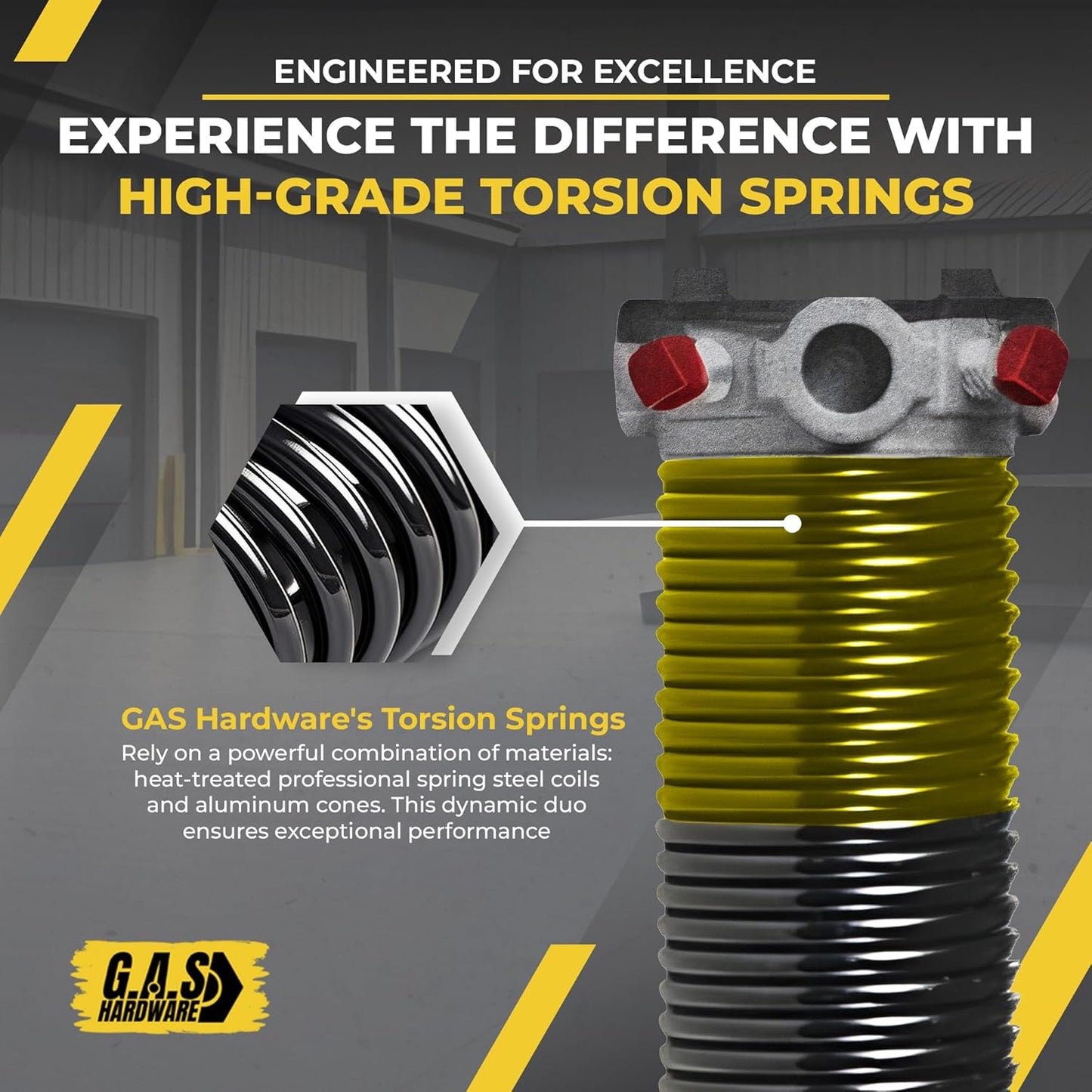 Garage Door Torsion Spring 250x2x30 Torsion Springs for Left Side of Garage Door with 1" Steel Bearing, Gloves, and Winding Bars Precision E-Coating 5-Year Warranty Minimum 30,000 Cycles (Red Cone)