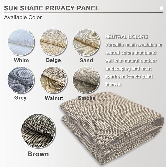 Alion Home Sun Shade Privacy Panel with Grommets and Hems on 4 Sides for Patio, Awning, Window, Pergola or Gazebo - Mocha Brown (10' W x 6' H)