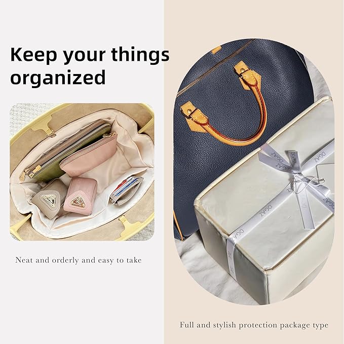 DGAZ Silk Purse Organizer Insert Fits LV Speedy 16/20/25/30/35/45 Bags，Silky Smooth Bag Organizer，Luxury Handbag & Tote Shaper（Craie，SP16）