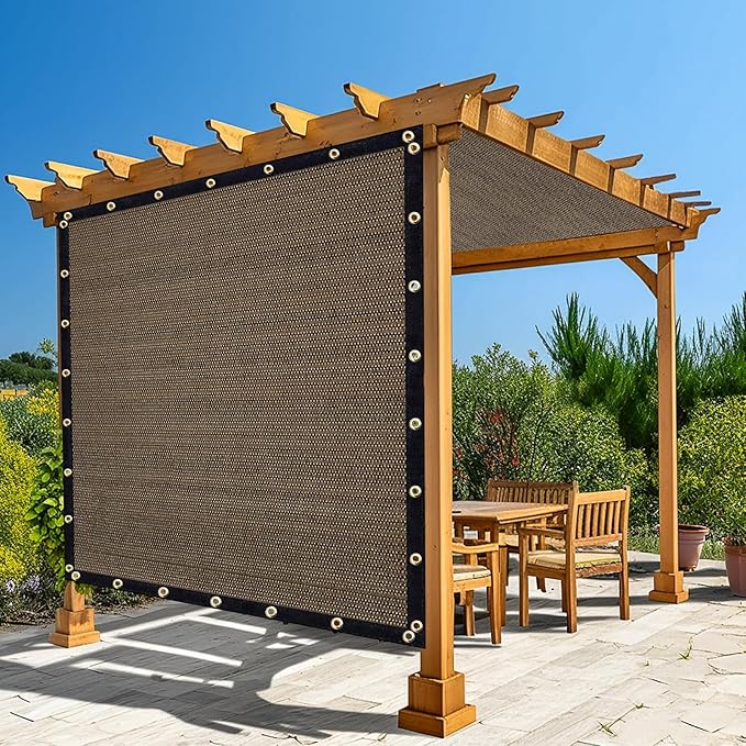 Amagenix 90% Shade Fabric 13'X 20' Mocha Sun Shade Cloth with Grommets for Pergola Replacement Shade Cover Canopy, Heavy Duty, Cable Zip Ties Included (We Customized)