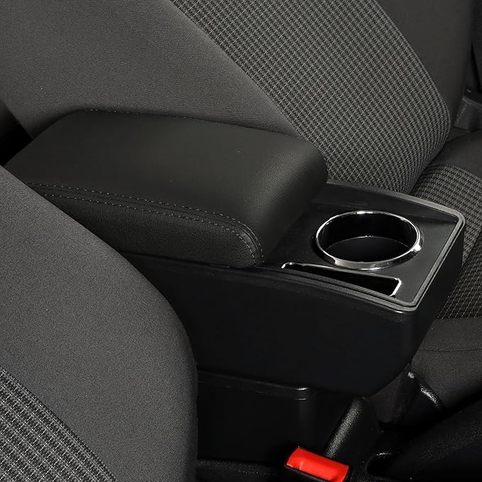 AULPHIKE Compatible with Ford Fiesta Armrest 3 MK7 2009-2017 Center Console Organizer Armrests Double Layer Storage Space with Cup Holder