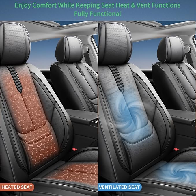 Fit Fj Cruiser Car Seat Covers for Toyota Fj Cruiser 2007-2013 2014 -Upgraded Premium Waterproof & Breathable Leather, Airbag Compatible, All-Weather Seat Cushion Protector,2 Front/Black