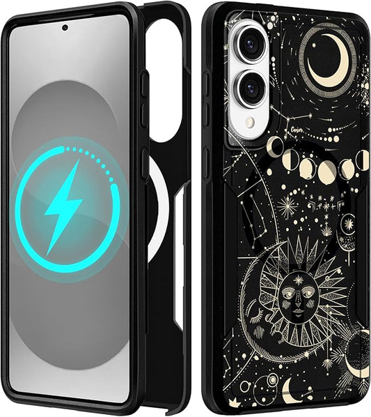 for Samsung Galaxy S25 Edge Case - Compatible with MagSafe Women Girls Cute Magnetic Protective Phone Cover Girly Aesthetic Sun Moon Heavy Duty Shockproof Design for Samsung S25 Edge Case